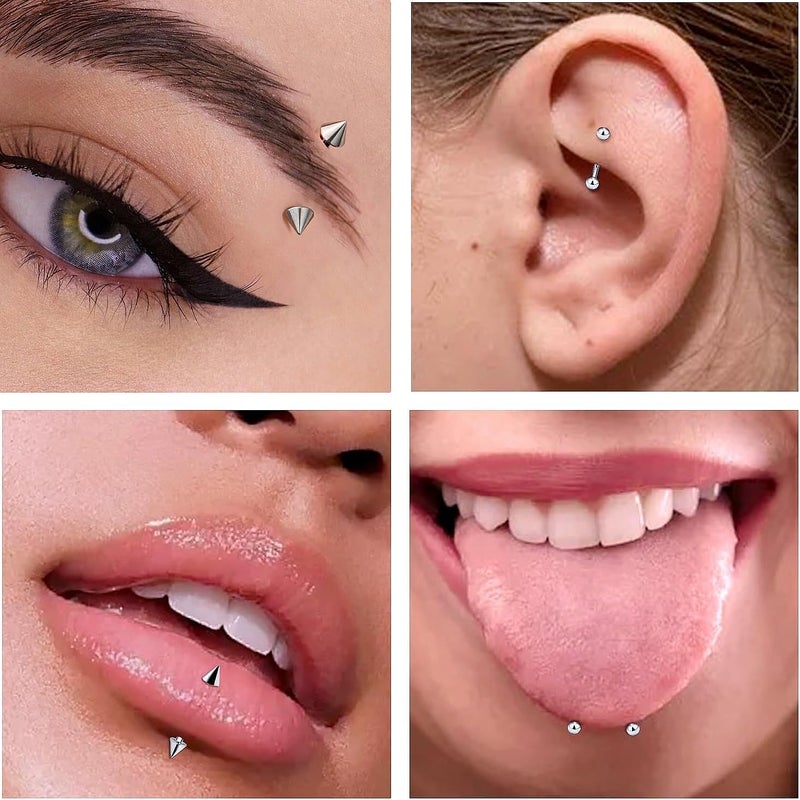 AMASIS Eyebrow Piercing Jewelry Surgical Steel Curved Barbell Tiny Eyebrow Ring Vertical Labret Lip Jewelry Ear Rook Navel Small Belly Button Ring for Women Men 6mm/8mm/10mm/12mm - Image 5